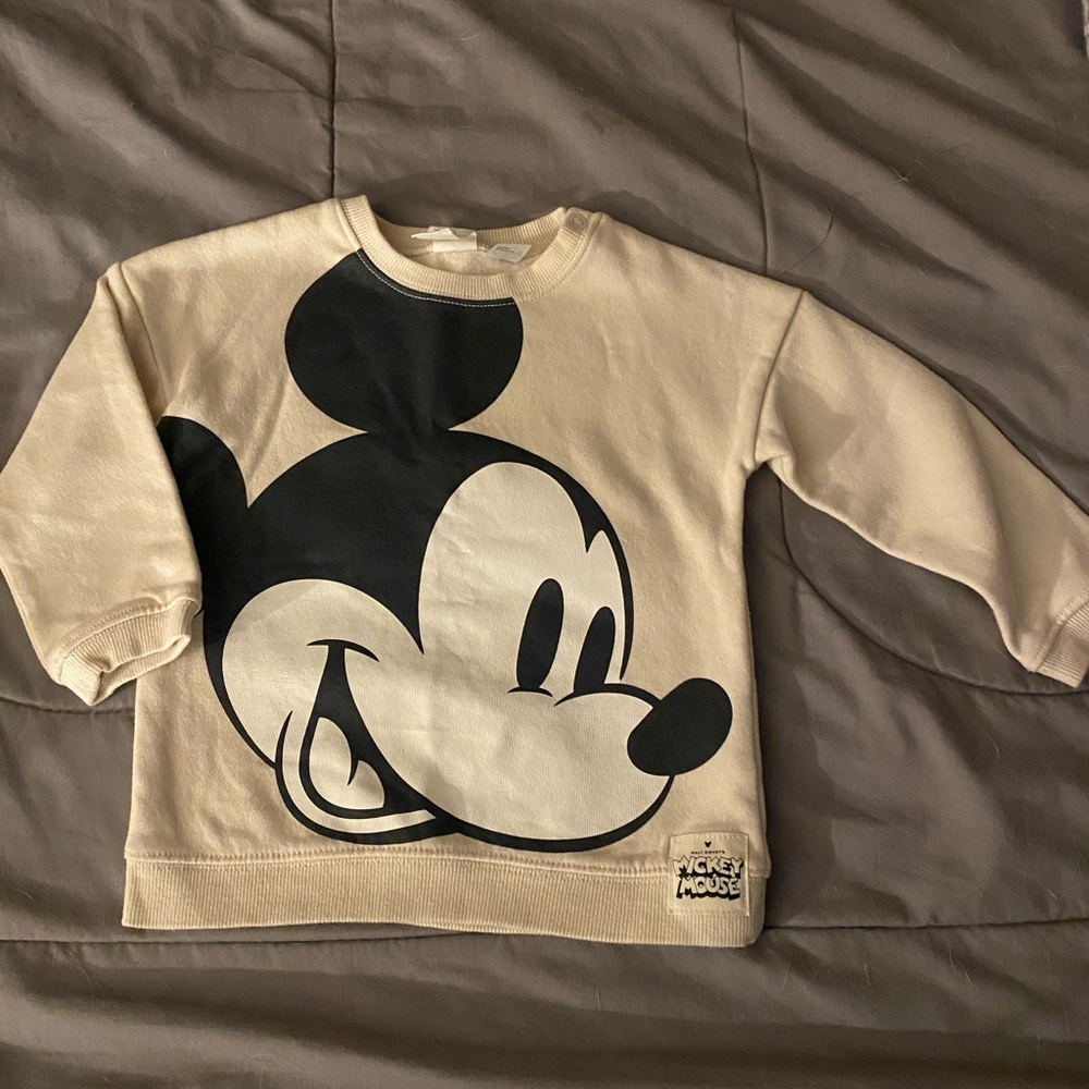 Disney Mickey Mouse Kids Sweatshirt - Cream and Black
